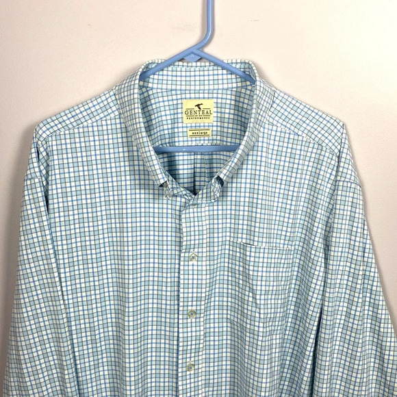 Genteal Fremont Softouch® Performance Sport Shirt in Adriatic blue plaid XXXL - Picture 6 of 13